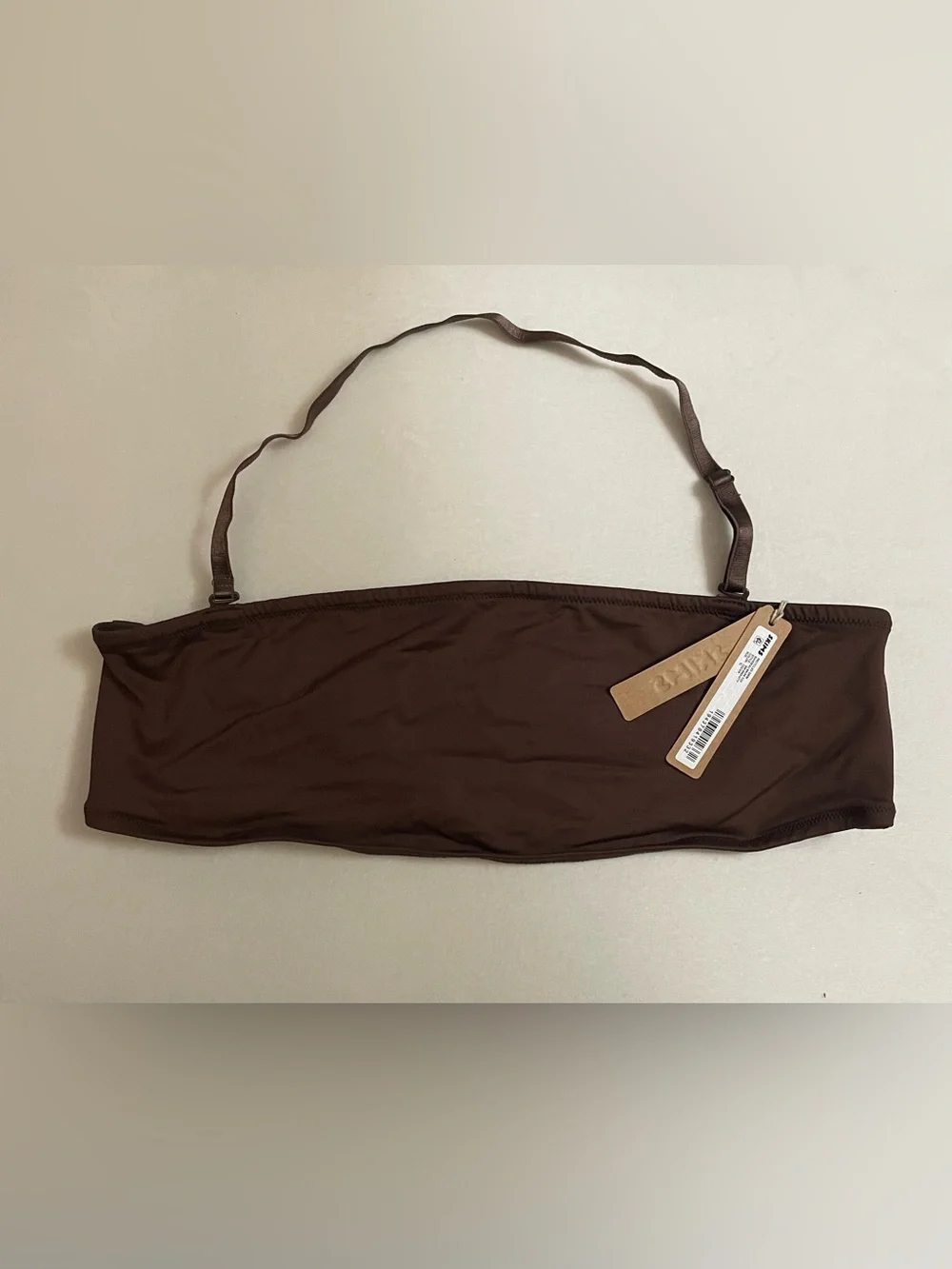 SKIMS 2Pc SET Bandeau Bikini Top & Cheeky Tanga Bottom Cocoa Brown Size XL